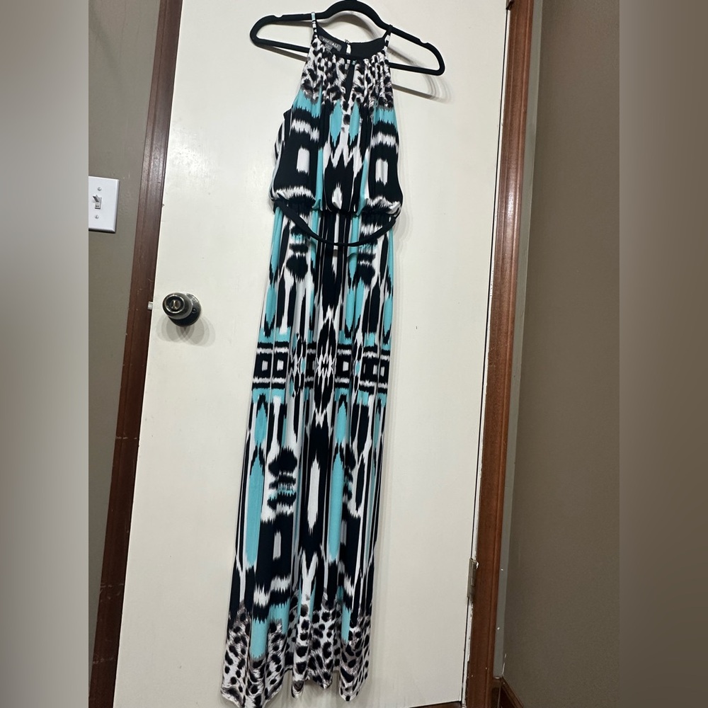 Roz & Ali Black and Cream Patterned Dress